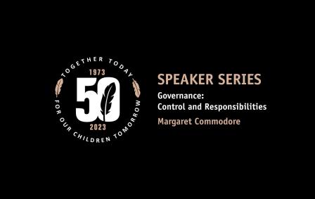50th anniversary emblem and text about speaker series